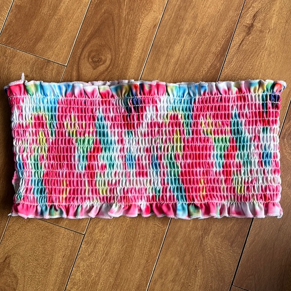 🌸Rainbow Smocked Bandeau Bikini Swim Top - Picture 4 of 8